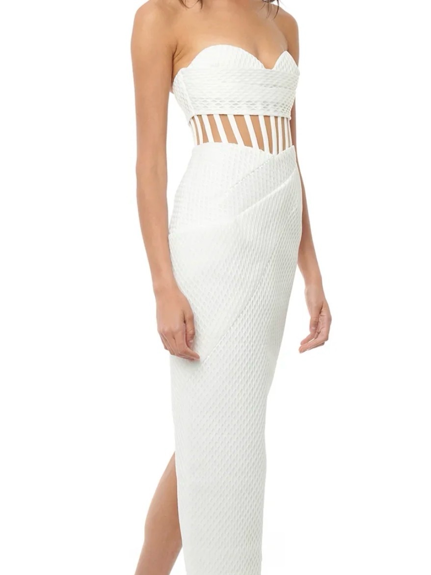 Strapless White Cutout Midi Dress — image 4 of 4